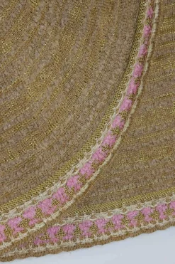 Pink and gold cashmere-blend wrap-effect pull-on knit mini skirt