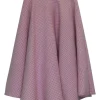 Pink and ivory bias-cut wool gingham tweed pull-on knee-length circle skirt