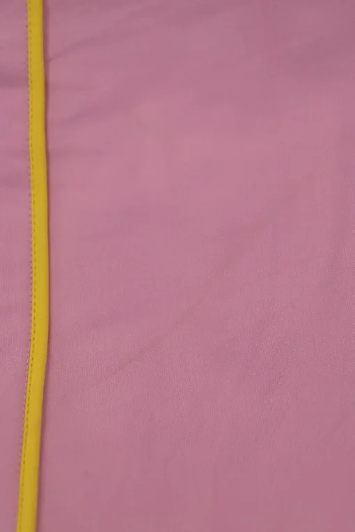 Pink and mint cotton pull-on high-rise piped sailor shorts with exposed button fly