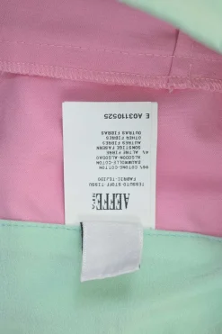 Pink and mint cotton pull-on high-rise piped sailor shorts with exposed button fly