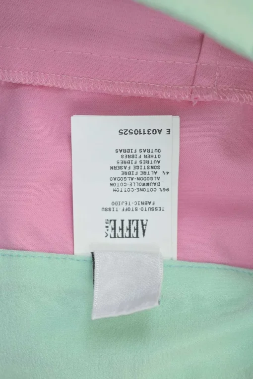 Pink and mint cotton pull-on high-rise piped sailor shorts with exposed button fly