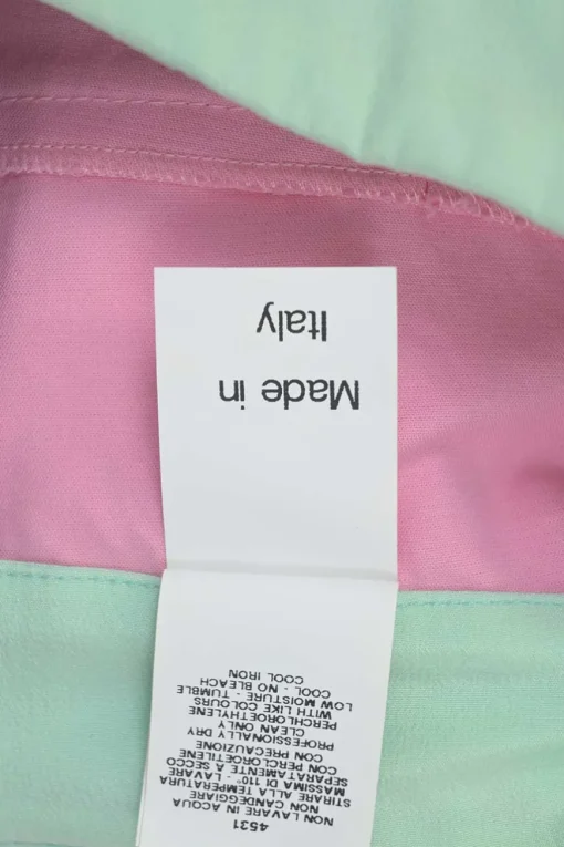 Pink and mint cotton pull-on high-rise piped sailor shorts with exposed button fly