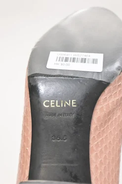 Pink Ayers leather Babies T-Bar pumps with signature gold-tone metal Triomphe motif and grosgrain trimming