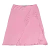 Pink bias-cut acetate-blend slip mini skirt with side slit and ruched hip inserts