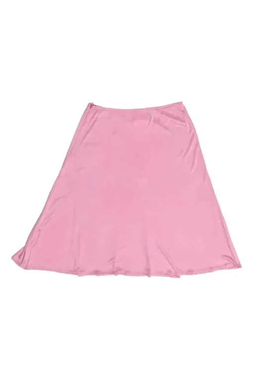 Pink bias-cut acetate-blend slip mini skirt with side slit and ruched hip inserts