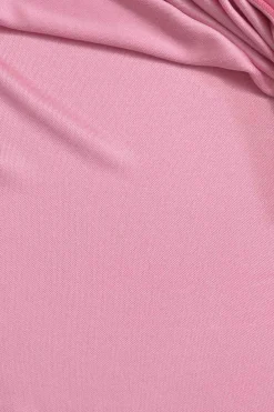Pink bias-cut acetate-blend slip mini skirt with side slit and ruched hip inserts