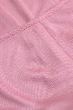 Pink bias-cut acetate-blend slip mini skirt with side slit and ruched hip inserts
