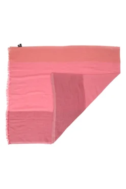 Pink cashmere-silk blend herringbone fringe shawl