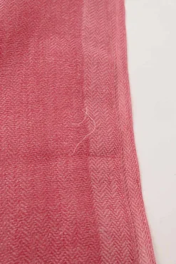 Pink cashmere-silk blend herringbone fringe shawl