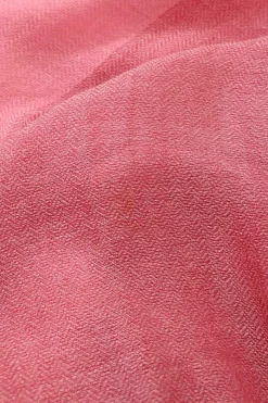 Pink cashmere-silk blend herringbone fringe shawl