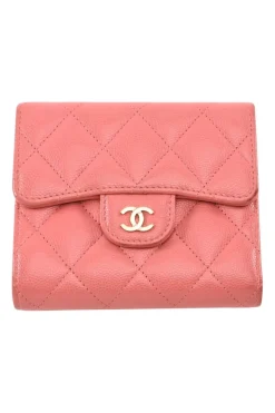 Pink Caviar Leather Classic Small Flap Wallet