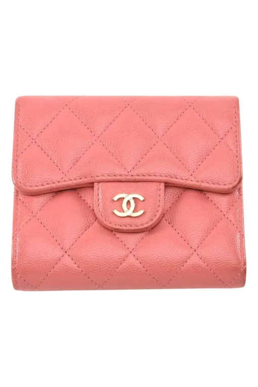 Pink Caviar Leather Classic Small Flap Wallet