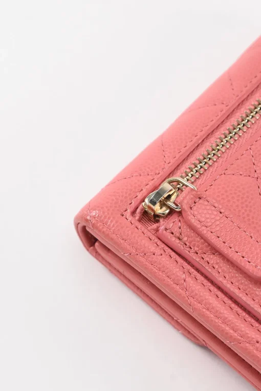 Pink Caviar Leather Classic Small Flap Wallet