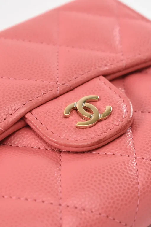 Pink Caviar Leather Classic Small Flap Wallet
