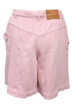Pink cotton high-rise soft bermudas with Coco Mark pull tab belt