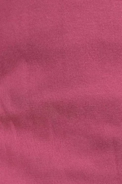 Pink cotton wrap-effect intarsia knit V-neck pullover sweater with frog button fastening