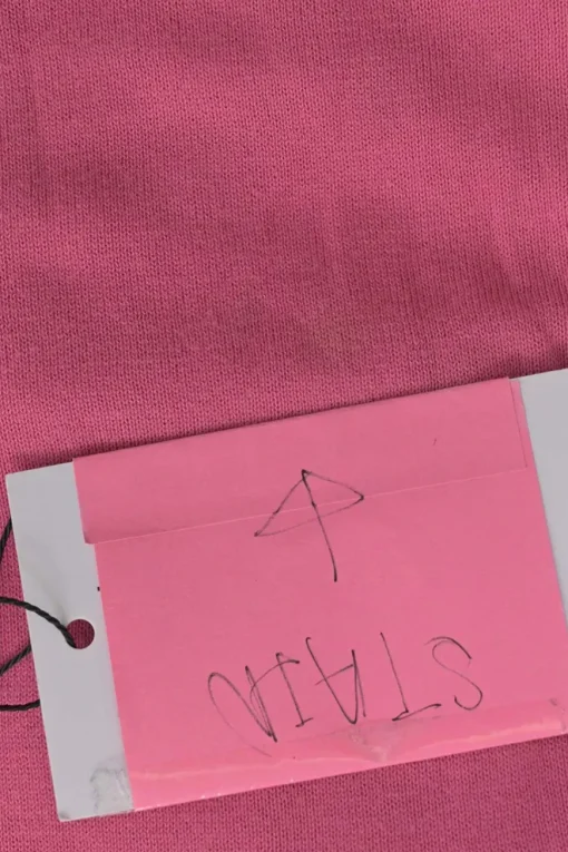Pink cotton wrap-effect intarsia knit V-neck pullover sweater with frog button fastening