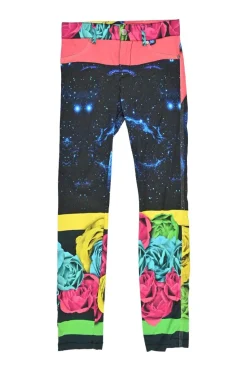 Pink cotton-blend galaxy floral digi patchwork print low-rise pull-on skinny jeans