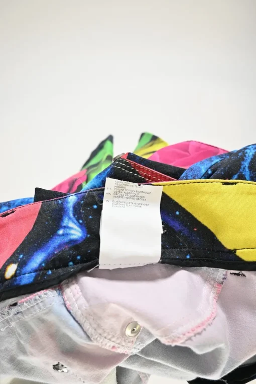 Pink cotton-blend galaxy floral digi patchwork print low-rise pull-on skinny jeans