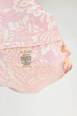 Pink crinkle viscose floral print short tie-waist lounge robe and short set