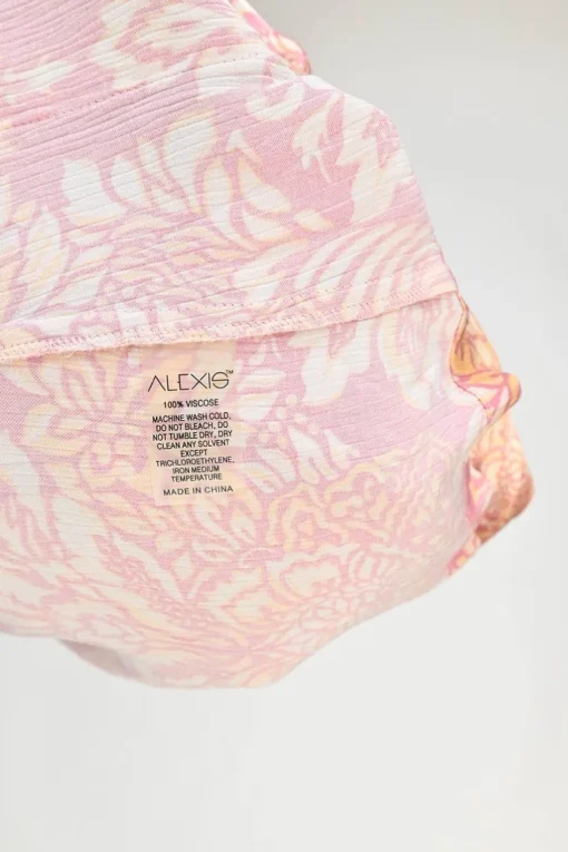 Pink crinkle viscose floral print short tie-waist lounge robe and short set