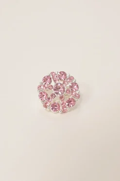 Pink crystal-embellished silver-finish metal clip-back earrings