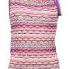 Pink 3D knit stripe tank top with adjustable ribbon tie strap