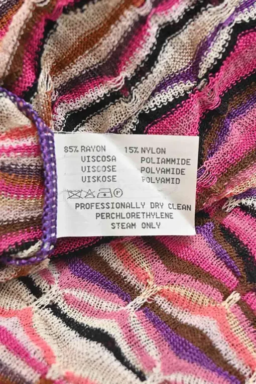 Pink 3D knit stripe tank top with adjustable ribbon tie strap