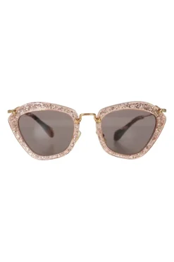 Pink glitter acetate frame sunglasses
