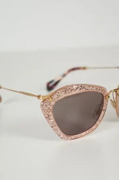Pink glitter acetate frame sunglasses
