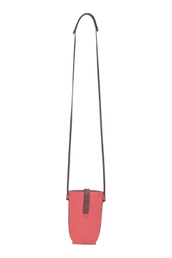 Pink grained calfskin pocket crossbody phone case pochette