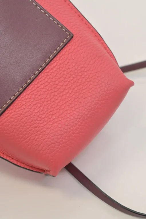 Pink grained calfskin pocket crossbody phone case pochette