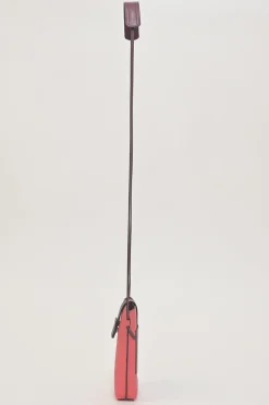 Pink grained calfskin pocket crossbody phone case pochette