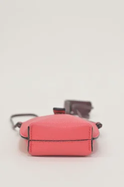 Pink grained calfskin pocket crossbody phone case pochette