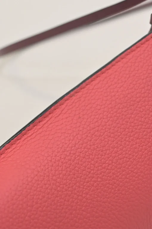 Pink grained calfskin pocket crossbody phone case pochette