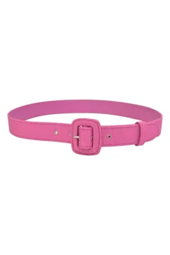 Pink grosgrain-bonded leather buckle belt