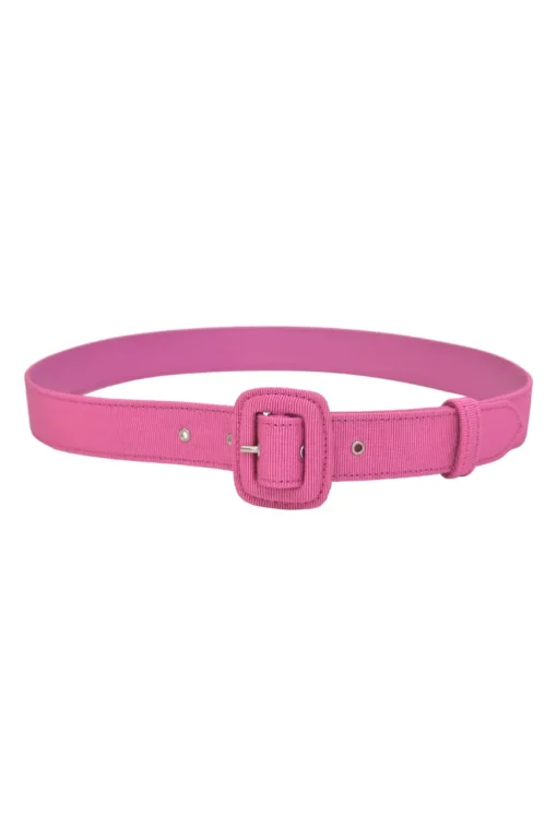 Pink grosgrain-bonded leather buckle belt
