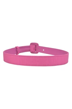 Pink grosgrain-bonded leather buckle belt