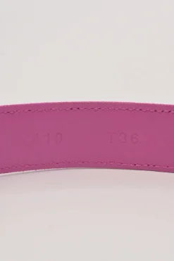 Pink grosgrain-bonded leather buckle belt