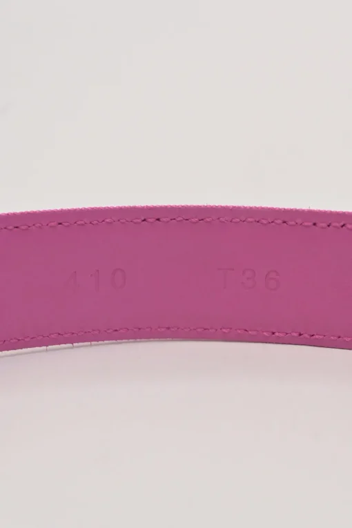 Pink grosgrain-bonded leather buckle belt