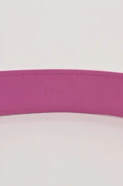 Pink grosgrain-bonded leather buckle belt