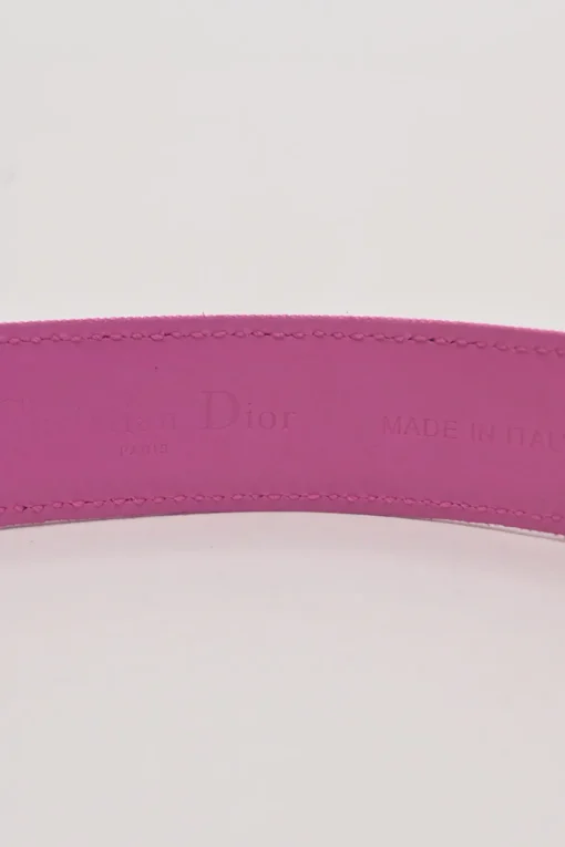 Pink grosgrain-bonded leather buckle belt