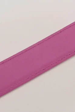 Pink grosgrain-bonded leather buckle belt