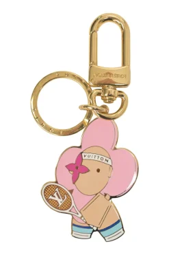 Pink lacquered gold-tone metal Vivienne On The Court keychain
