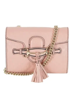 Pink leather 'Microguccissima Emily' shoulder chain bag
