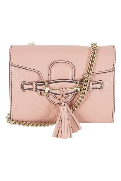 Pink leather 'Microguccissima Emily' shoulder chain bag