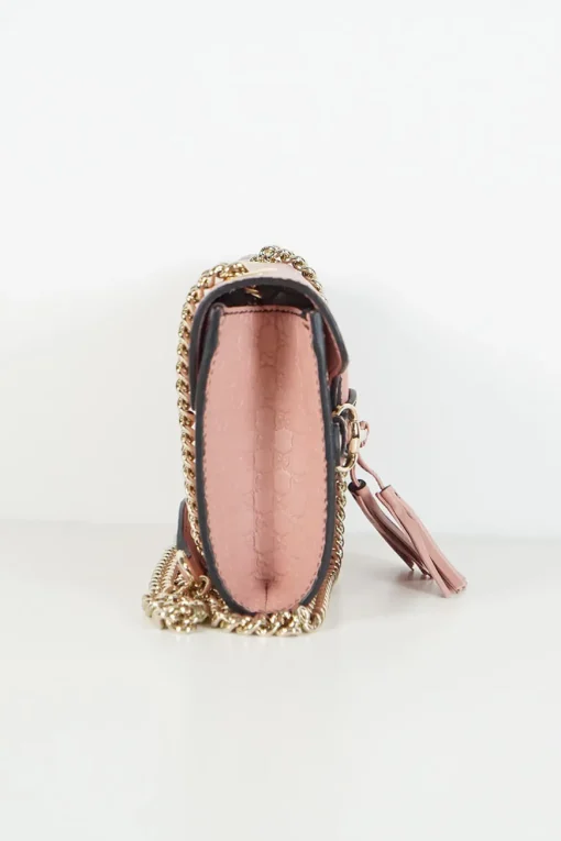 Pink leather 'Microguccissima Emily' shoulder chain bag