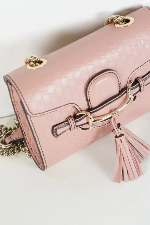 Pink leather 'Microguccissima Emily' shoulder chain bag