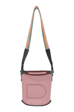 Pink leather Pin Surpiqué bucket bag