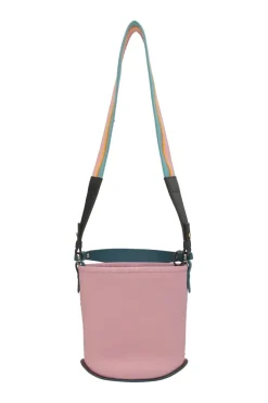 Pink leather Pin Surpiqué bucket bag